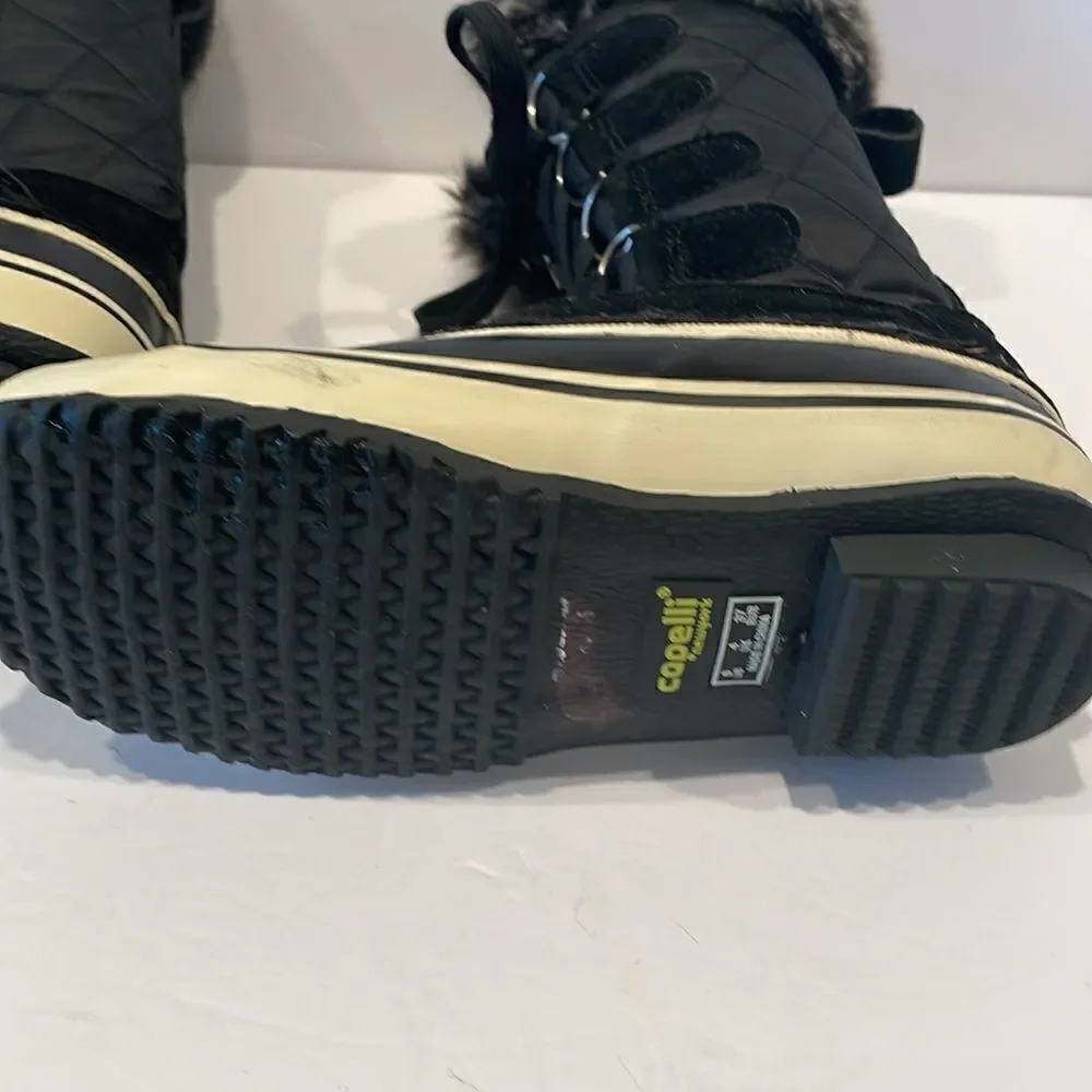 Capelli of New York Quilted Black Snow Boots Women's Size 6